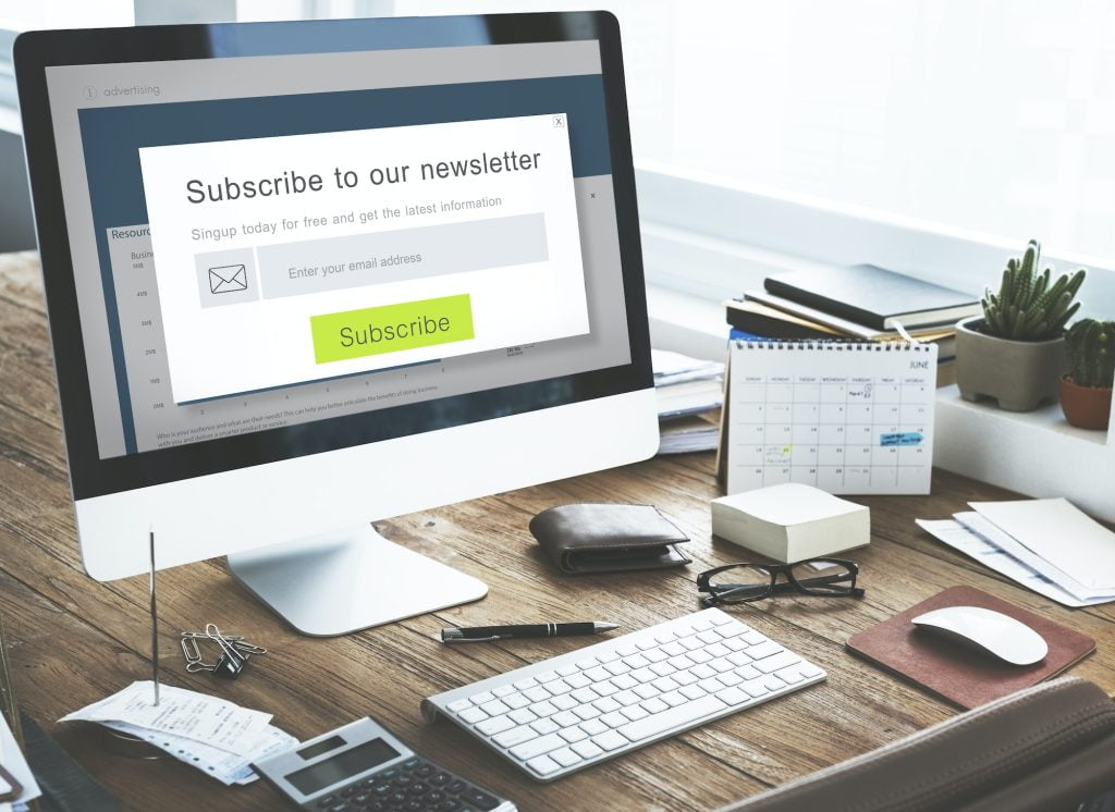 Subscribe Newsletter Advertising Register Member Concept